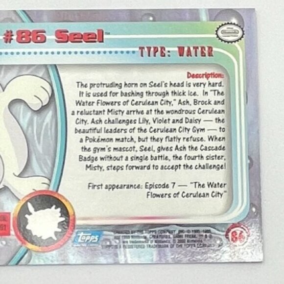 Seel Pokemon Card Topps #86 TV Animation Edition Series Blue Logo - Picture 4 of 5